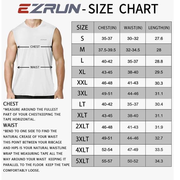 EZRUN Mens Big & Tall Sleeveless Performance Muscle Tank, White, size 5XLT - Picture 13 of 13